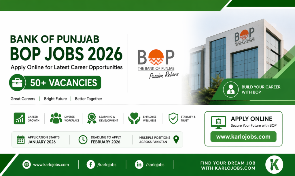 Bank of Punjab BOP Jobs 2026 – Apply Online for Latest Career Opportunities | 50+ Vacancies