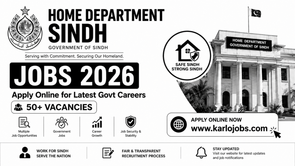 Home Department Sindh Jobs 2026 – Apply Online for Latest Govt Careers | 50+ Vacancies