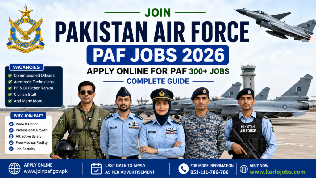 Join Pakistan Air Force PAF Jobs 2026 – Apply Online for PAF 300+ Jobs | Complete Guide